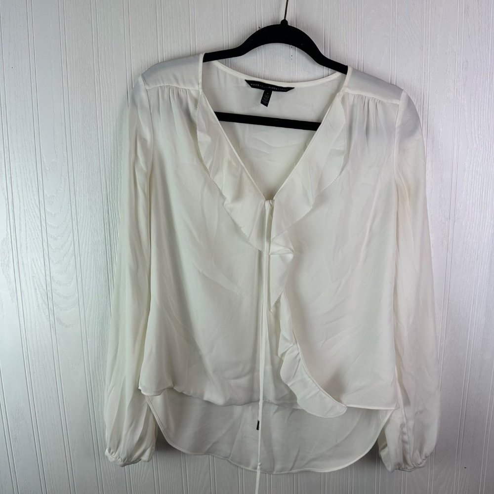 White House‎ Black Market Ruffle top size 4 ivory